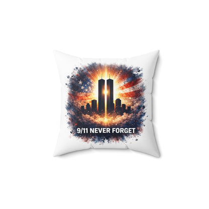 9/11 Never Forget Memorial Pillow — Twin Towers Tribute Throw Pillow