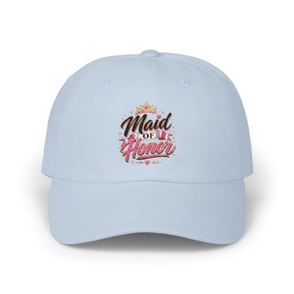 Maid of Honor Dad Cap — Floral Script Bridal Party Baseball Hat