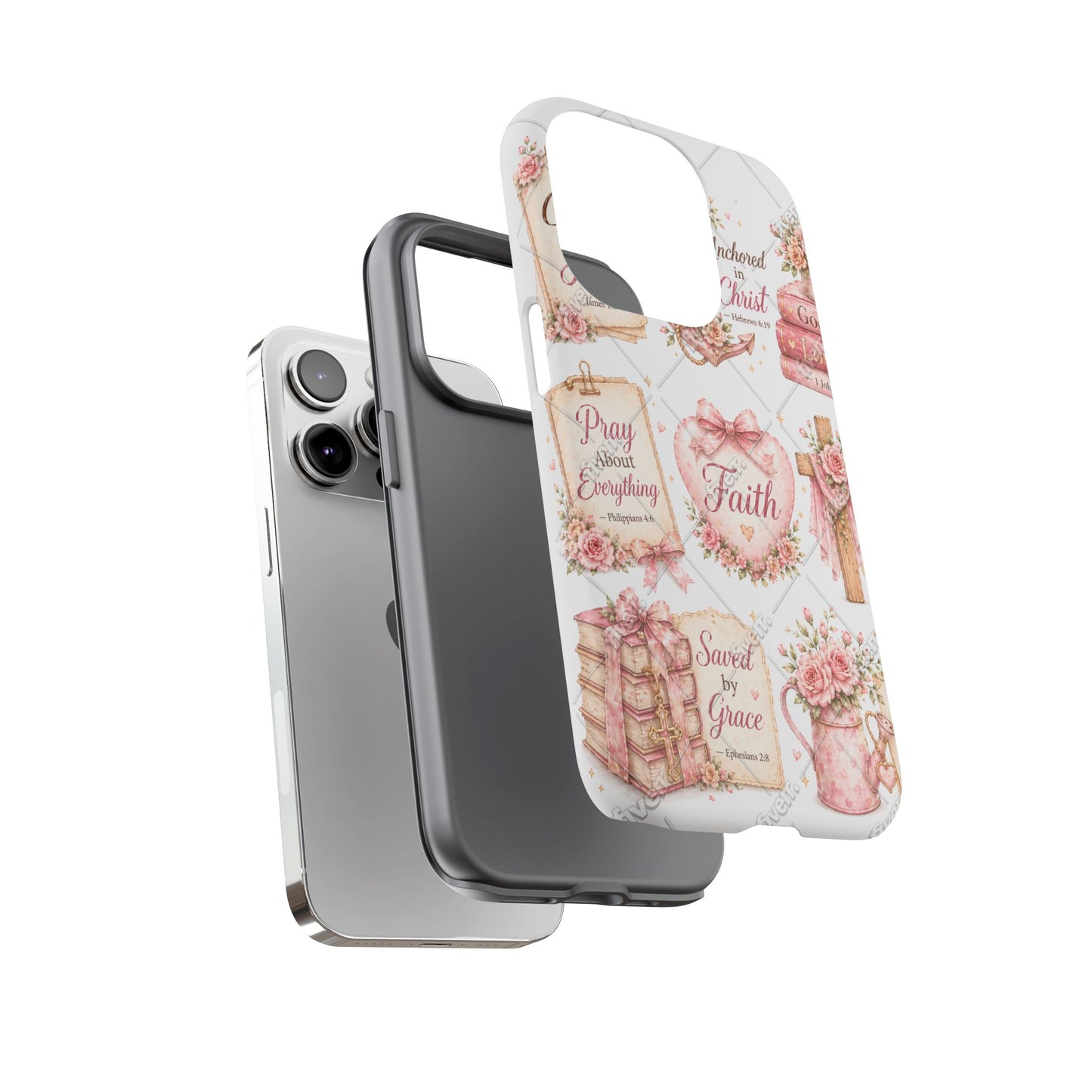 Faith Floral Phone Case – Christian Inspirational Scripture iPhone Cover (Choose Joy, Pray, Faith)