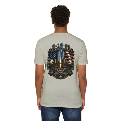 9/11 Never Forget Tribute T-Shirt — World Trade Center Memorial Tee