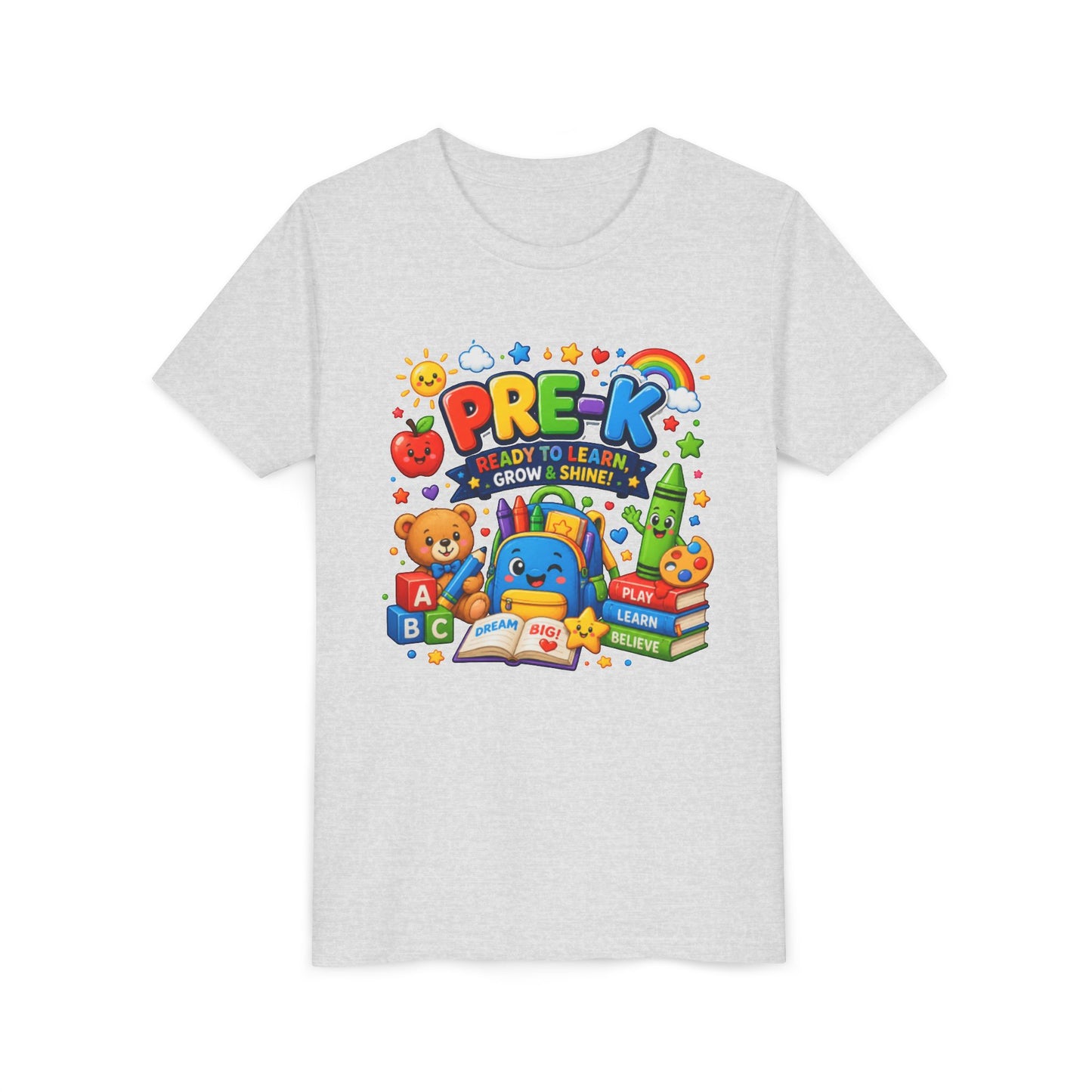 Pre-K Ready To Learn Kids T-Shirt — Colorful Preschool Back-to-School Tee
