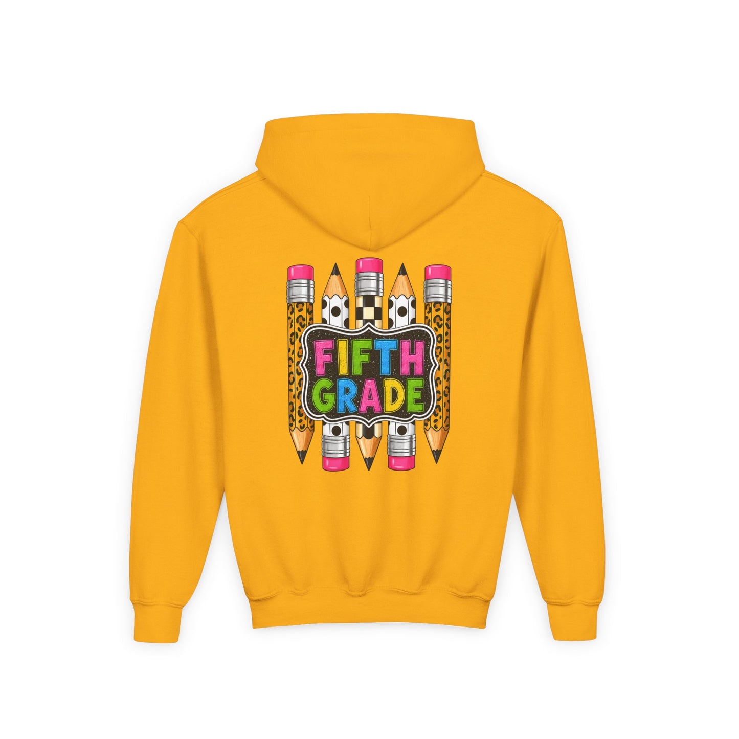 Fifth Grade Kids Hoodie — Colorful Pencil Back‑to‑School Sweatshirt for Students