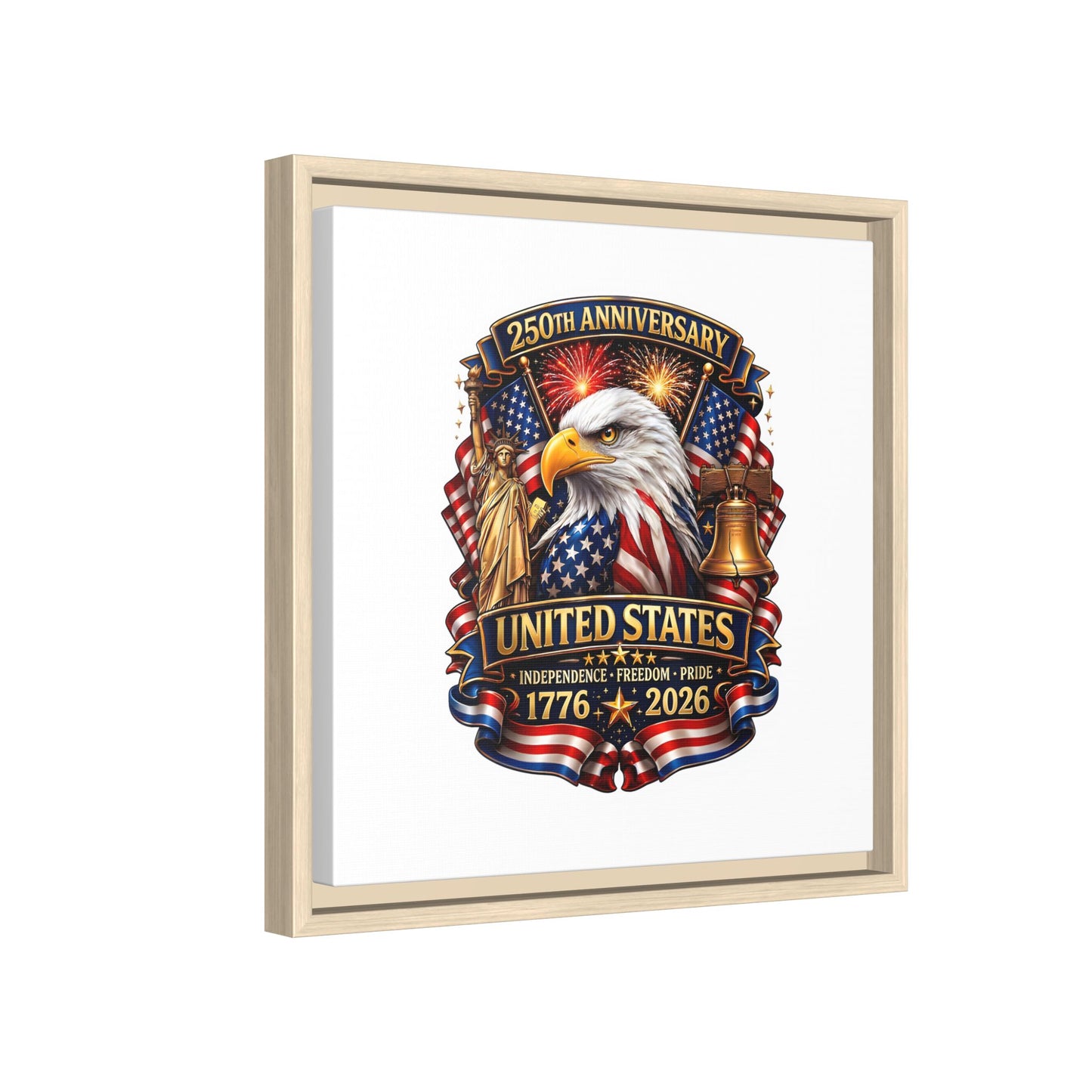 250th Anniversary United States Framed Canvas - Patriotic Eagle 1776–2026