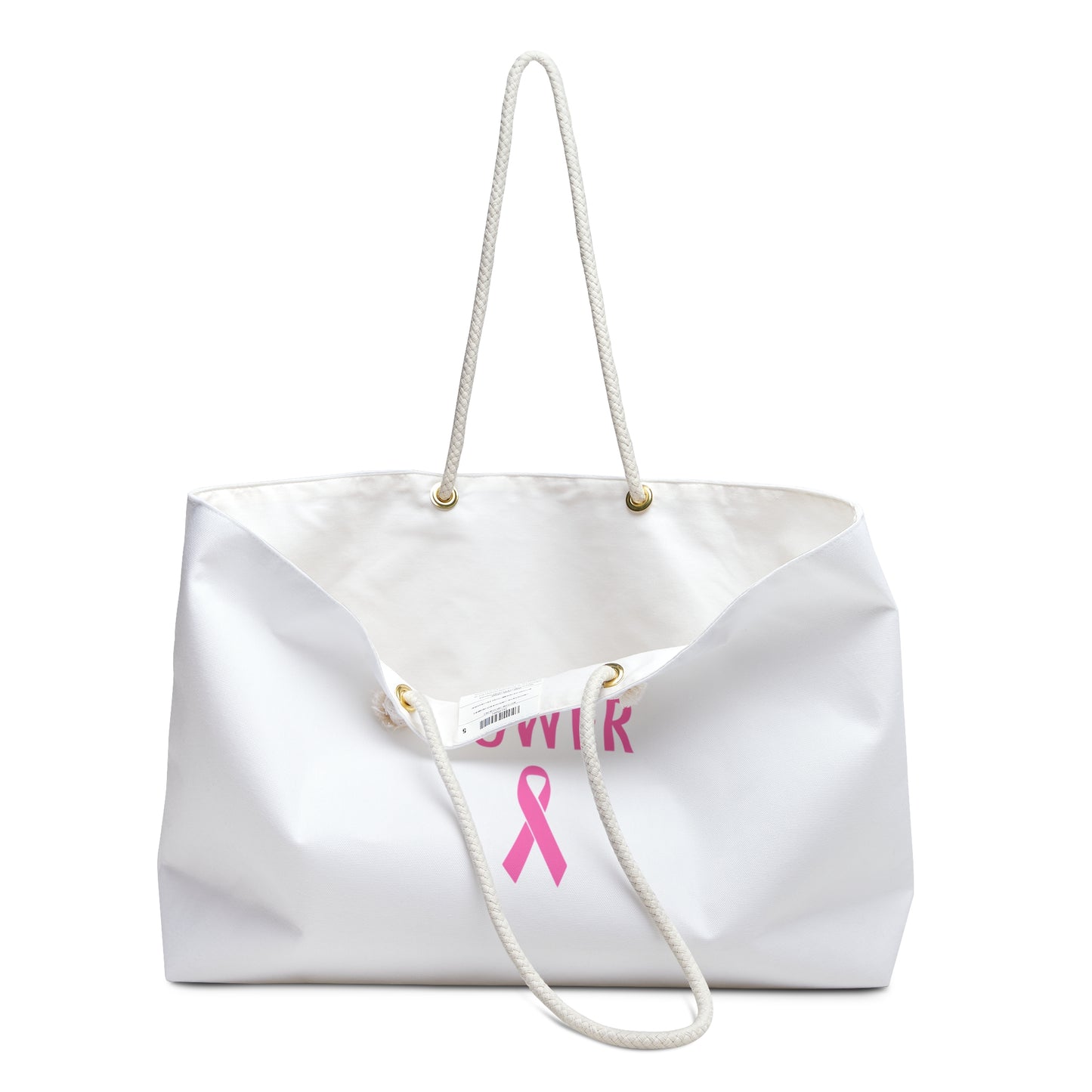 Breast Cancer Awareness Weekender Bag — "Awareness Power" Pink Ribbon Tote