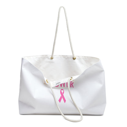 Breast Cancer Awareness Weekender Bag — "Awareness Power" Pink Ribbon Tote