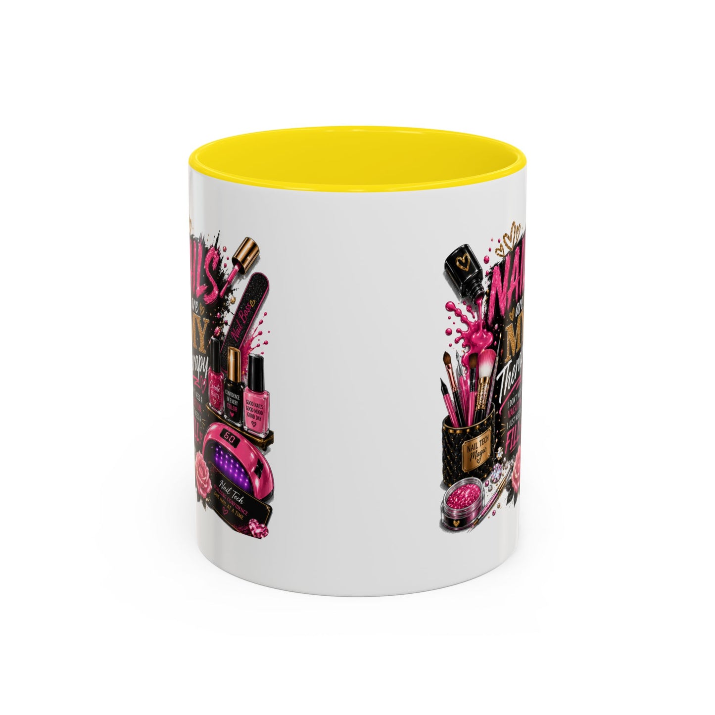 Coffee Mug — "Nails Are My Therapy" Pink Nail Tech Gift