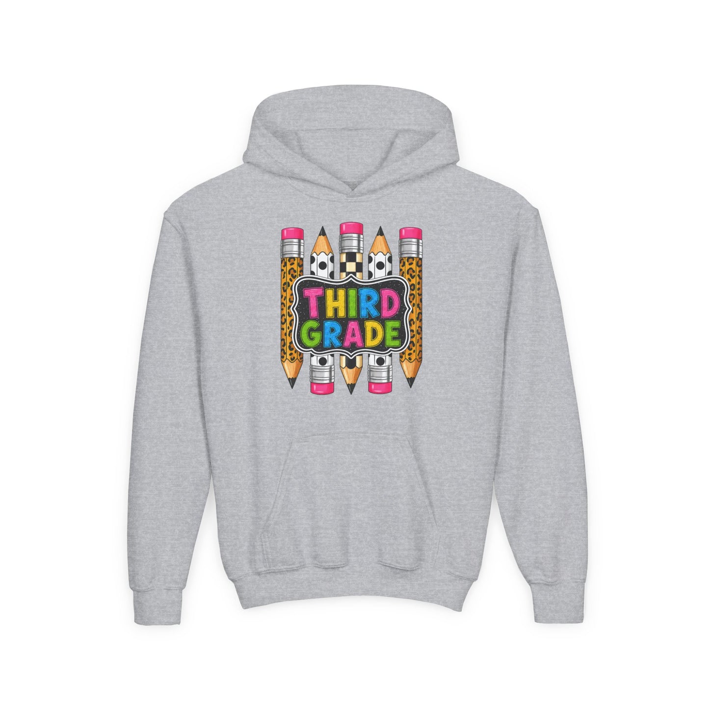 Third Grade Kids Hoodie — Cute Pencil Back-to-School Sweatshirt