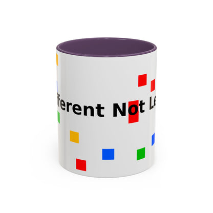 Accent Coffee Mug — 'Different Not Less' Pride-Inclusive Color Block Design (11/15oz)