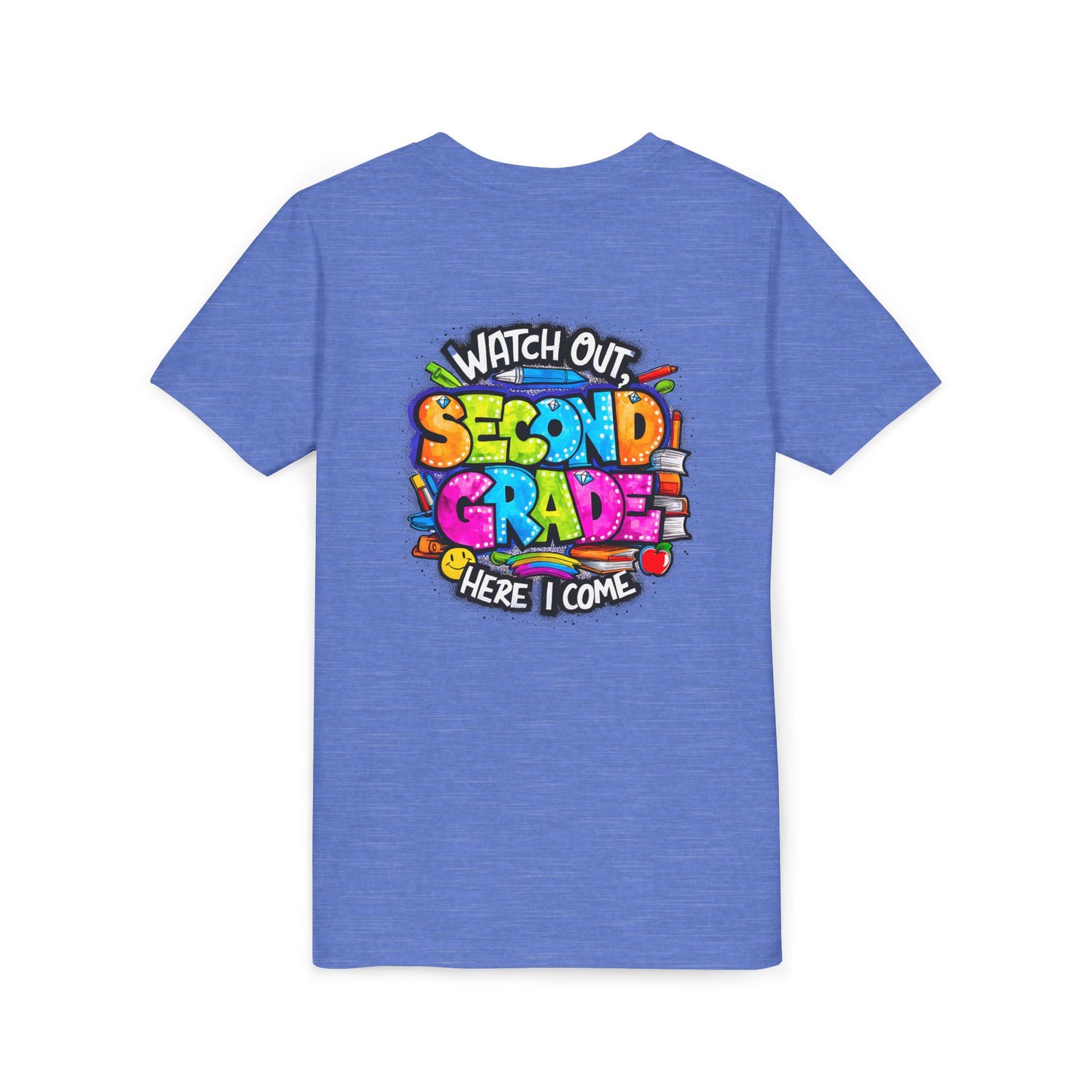 Second Grade Kids Tee - "Watch Out Second Grade Here I Come" Colorful Back-to-School Shirt