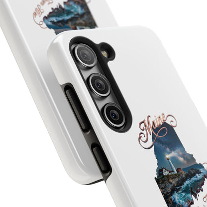 Maine Lighthouse Tough Phone Case — "Can't Get There From Here" State Silhouette