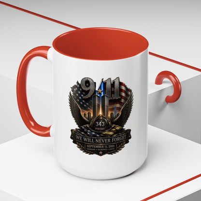 9/11 Memorial Coffee Mug - 'We Will Never Forget' Tribute Accent Mug