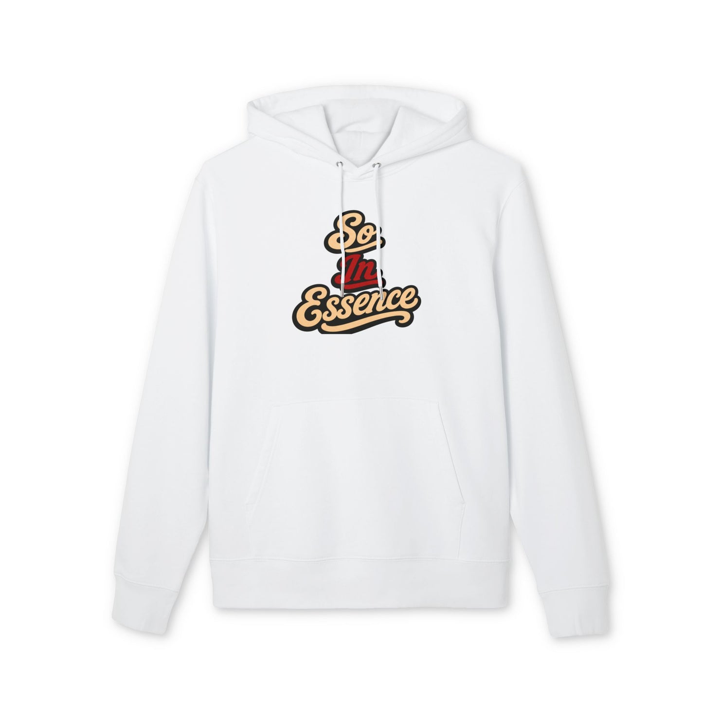 So In Essence Hoodie — Retro Script Pullover for Casual Streetwear