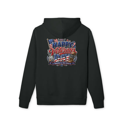 Veterans Day Hoodie - "Happy Veterans Day" Patriotic American Flag Design