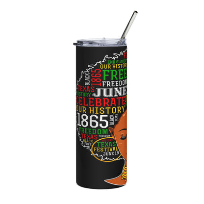 Juneteenth Afrocentric Stainless Steel Tumbler — Celebrate Freedom 1865 (20oz)