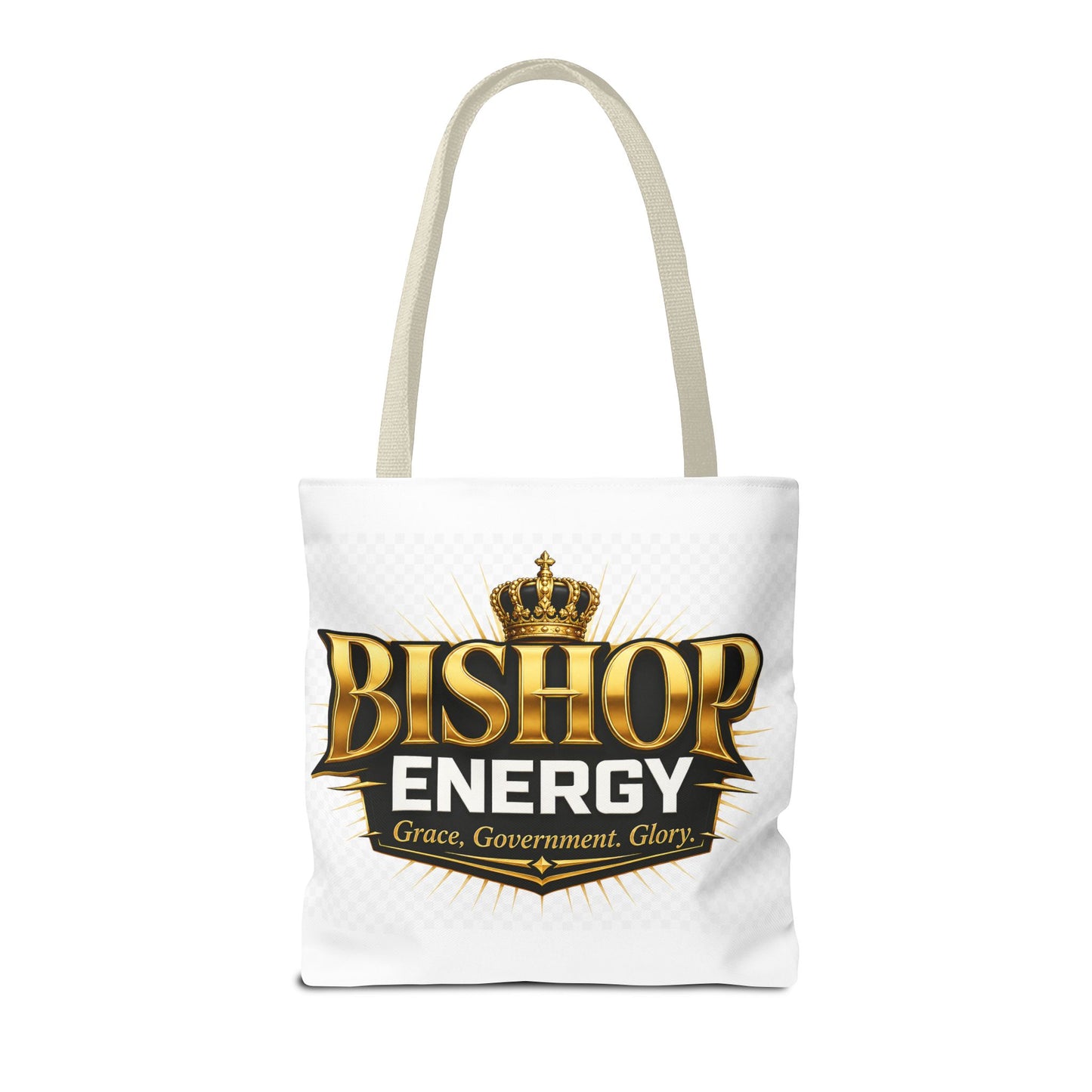 Bishop Energy Tote Bag — Gold Crown Logo Tote for Church Leaders & Faith Events