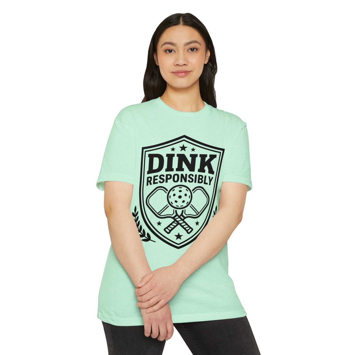 Dink Responsibly Pickleball T-Shirt — Vintage Shield Design