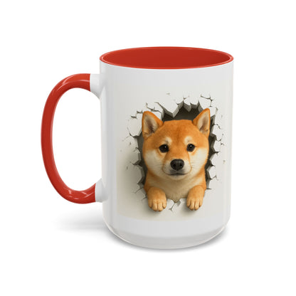 Shiba Inu Peeking Accent Coffee Mug – Cute Dog Lover Gift (11oz, 15oz)