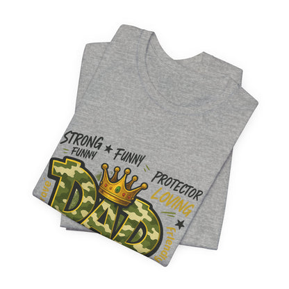 Dad Camo Crown T-Shirt — 'DAD' Graphic with 'Man of God, Hardworking' Father's Day Tee