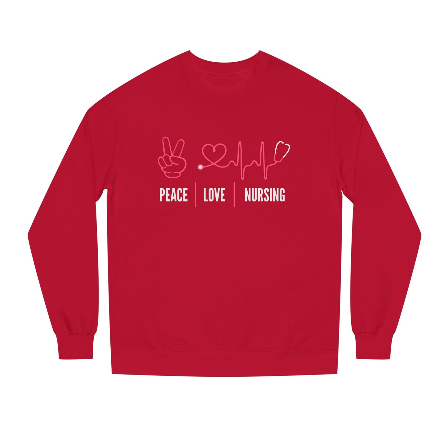 Peace Love Nursing Sweatshirt — Nurse Gifts, Heartbeat & Peace Sign Crewneck