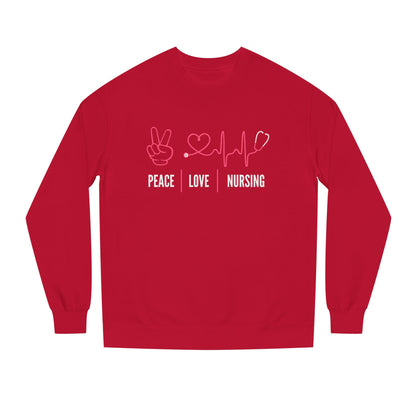 Peace Love Nursing Sweatshirt — Nurse Gifts, Heartbeat & Peace Sign Crewneck