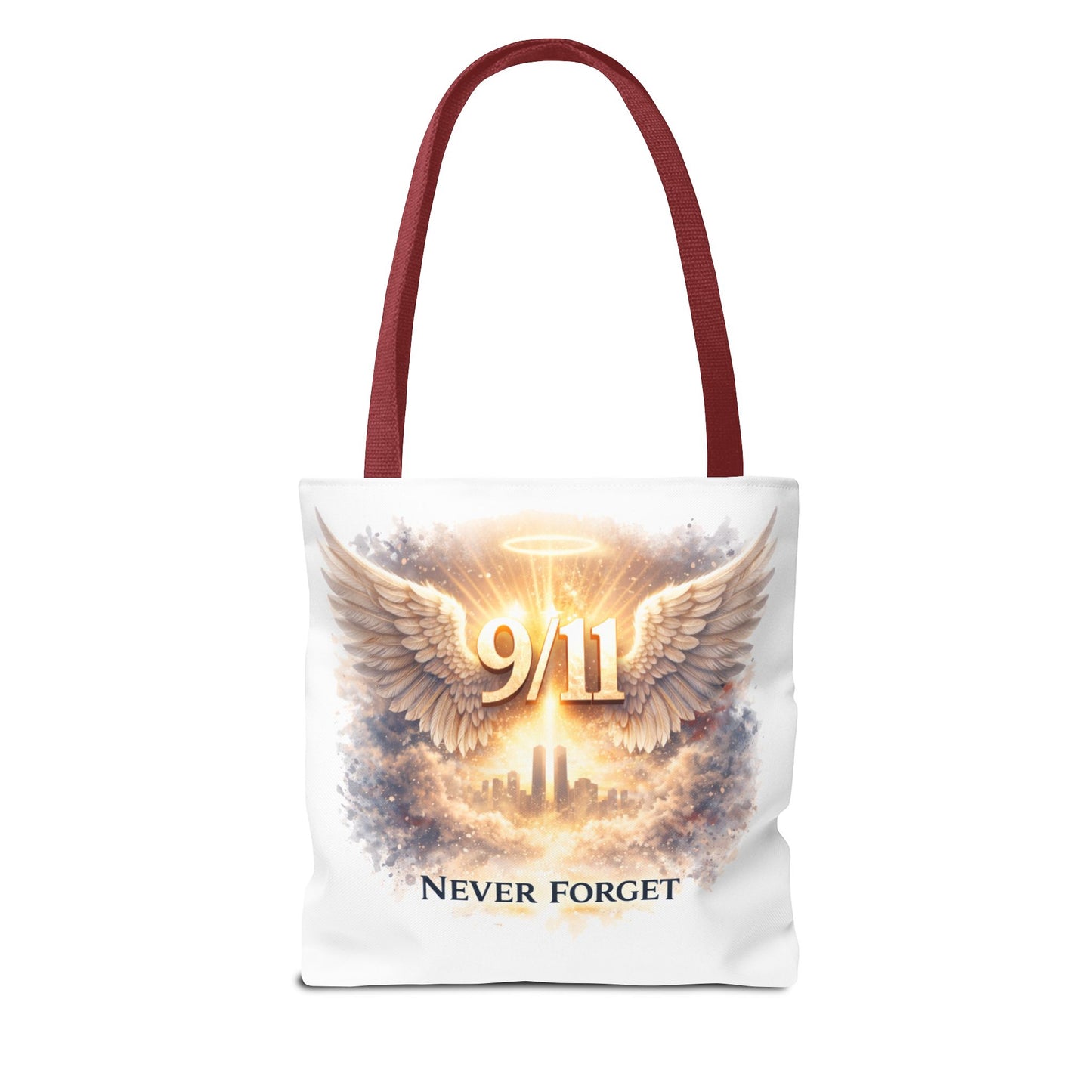 9/11 Memorial Tote Bag – 'Never Forget' Angel Wings Tribute