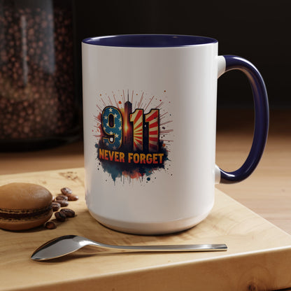 9/11 Never Forget Coffee Mug — Patriotic Memorial Accent Mug