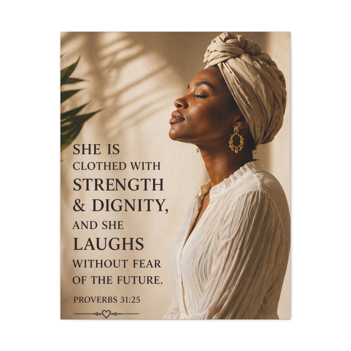 Proverbs 31:25 Stretched Canvas – Strength & Dignity Wall Art