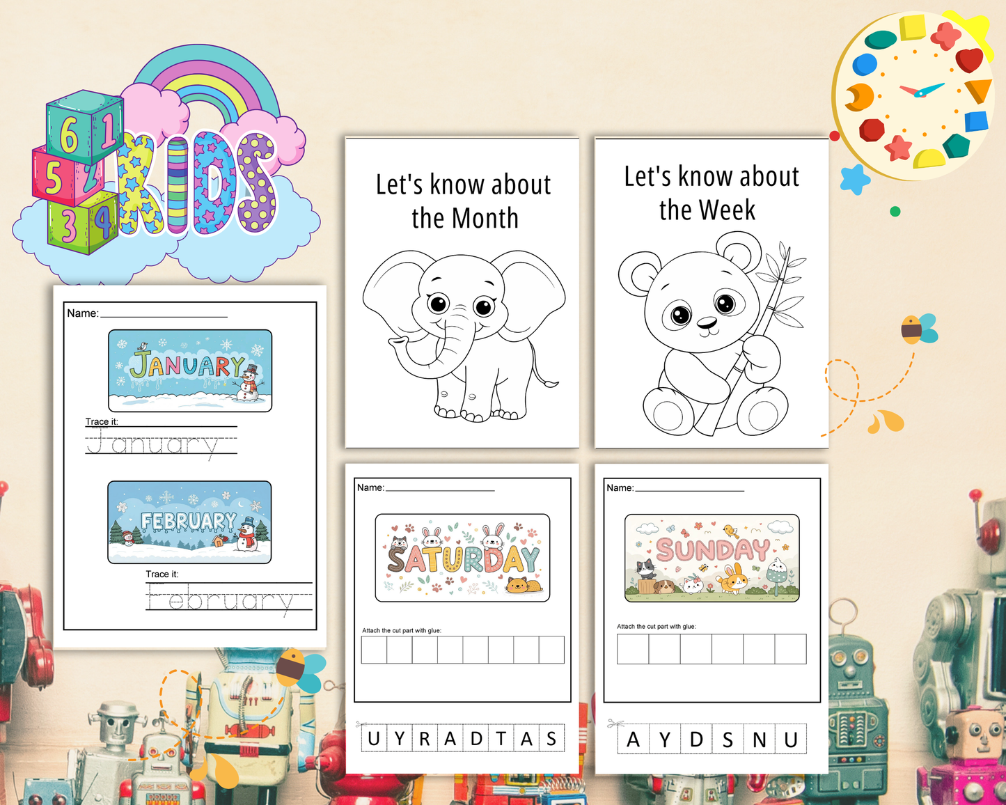 Days, Months & Seasons Worksheets for Kids | Printable Calendar & Time Learning Activities