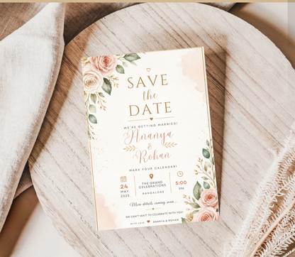 Save the Date Invitation Template | Editable Canva Wedding Save the Date Card Printable & Digital