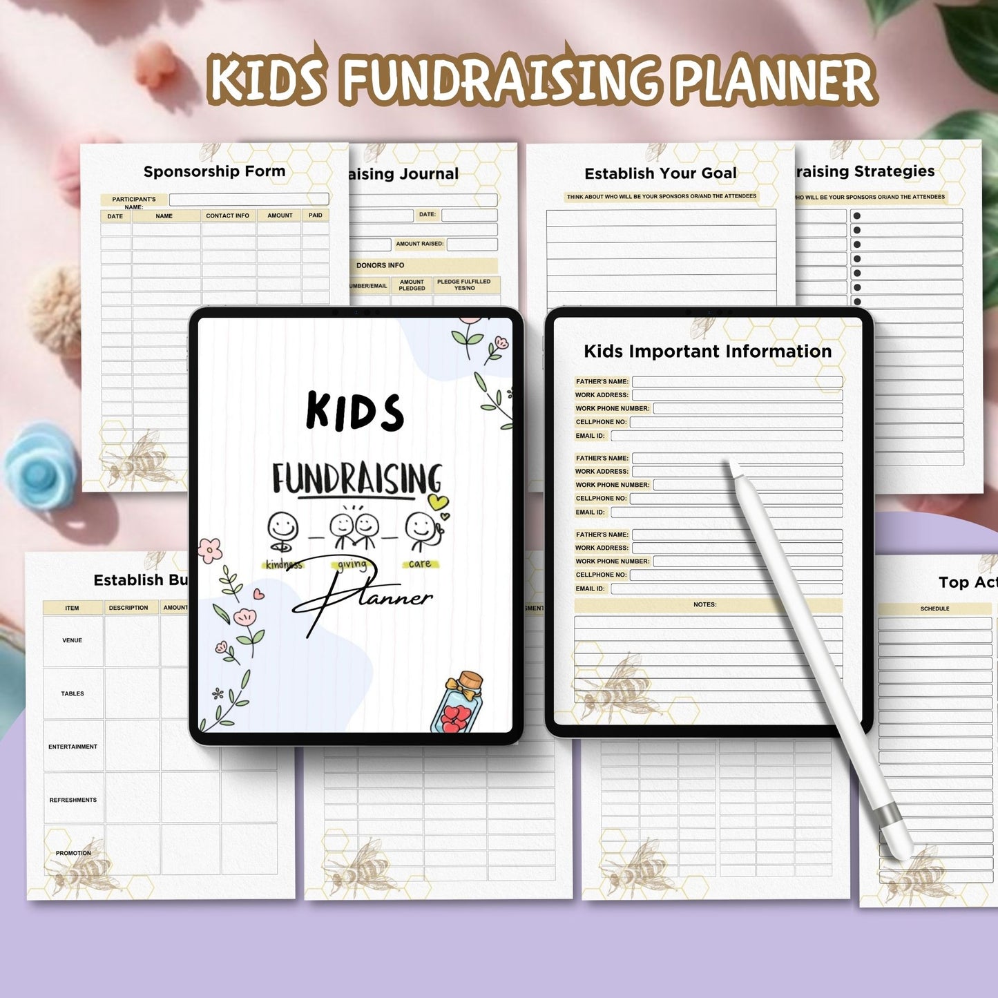 Kids Fundraising Planner Printable | Goal Setting & Event Organizer for Children