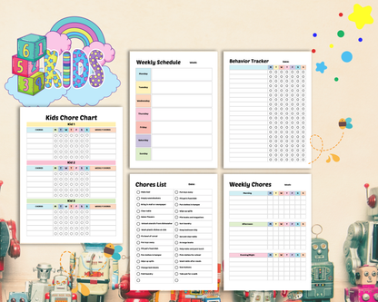 Chore Chart for Kids | Printable Daily & Weekly Responsibility Chart for Routine & Good Habits