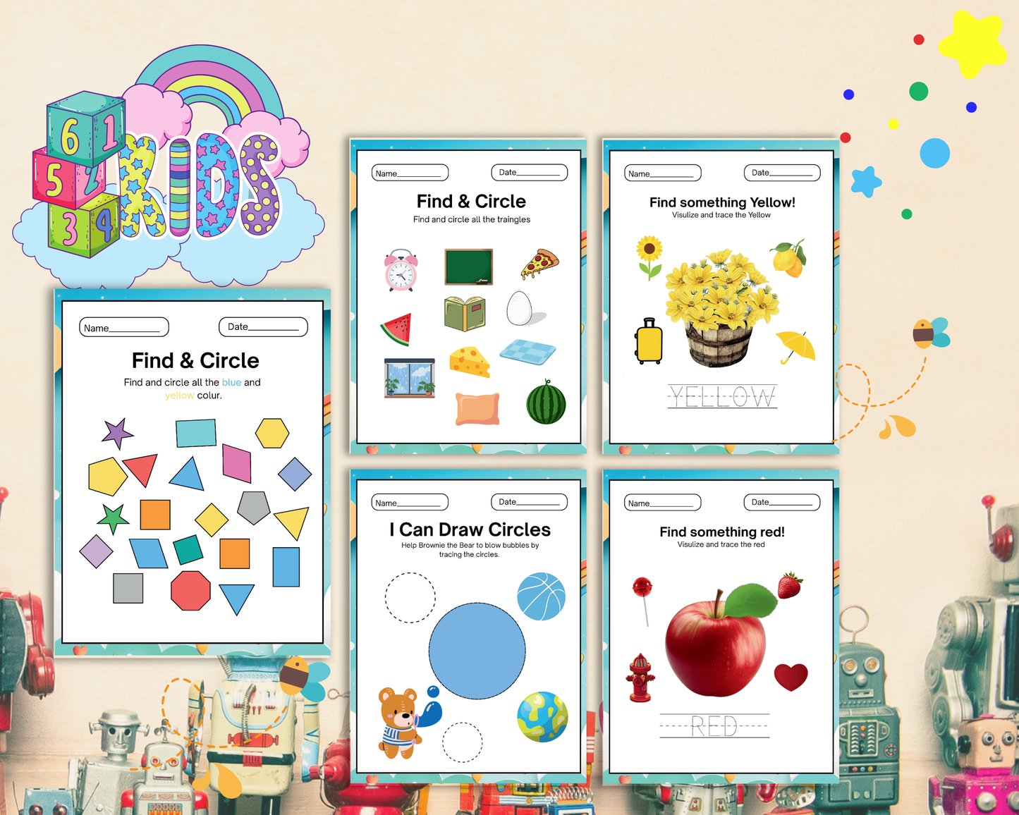 Early Learners Colours & Shapes Worksheets | Printable Preschool Learning Activities for Kids