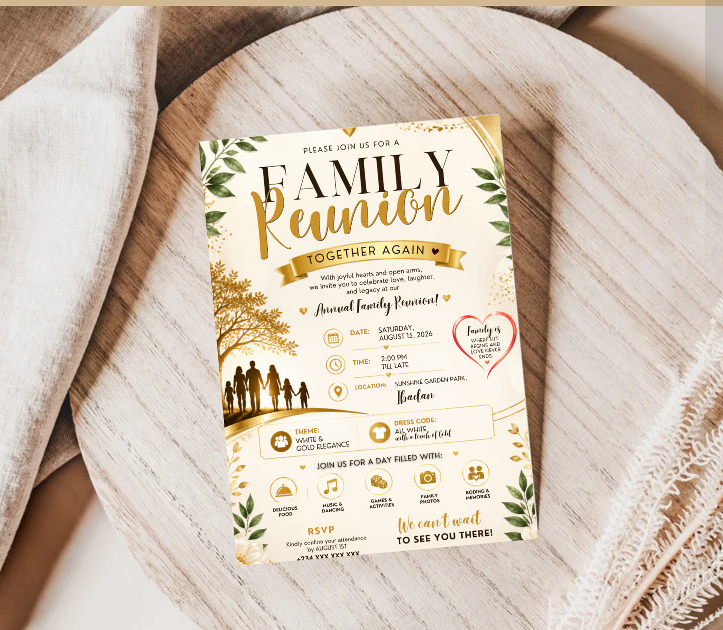 Family Reunion Invitation Template | Editable Canva Reunion Party Invite Design Printable & Digital