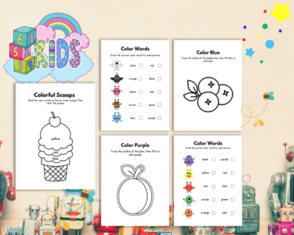 Kindergarten Colors Workbook | Printable Color Recognition & Learning Activities for Kids