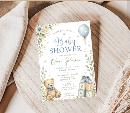 Baby Shower Invitation Template | Editable Canva Baby Shower Invite Design Printable & Digital