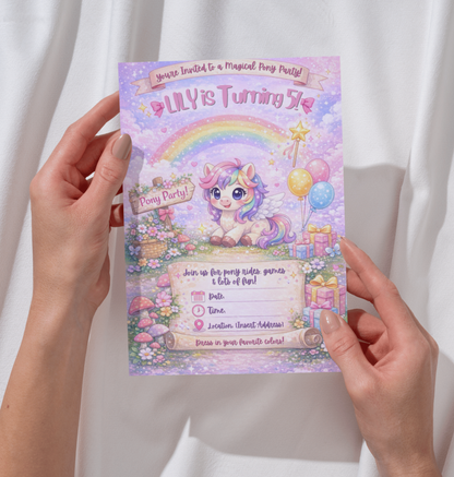 Pony Birthday Invitation Template | Editable Kids Horse Party Invite
