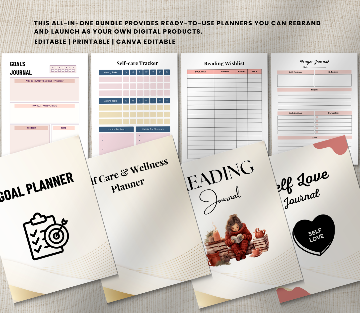 Personal Development PLR Bundle | Editable Canva Self-Growth & Success Templates