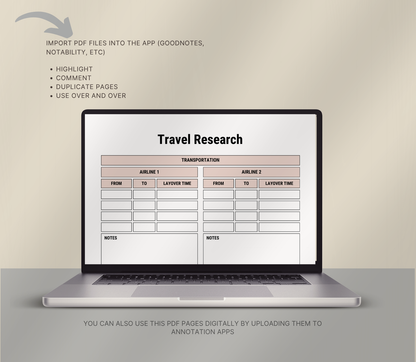 Digital Travel Planner | Editable Trip & Vacation Organizer