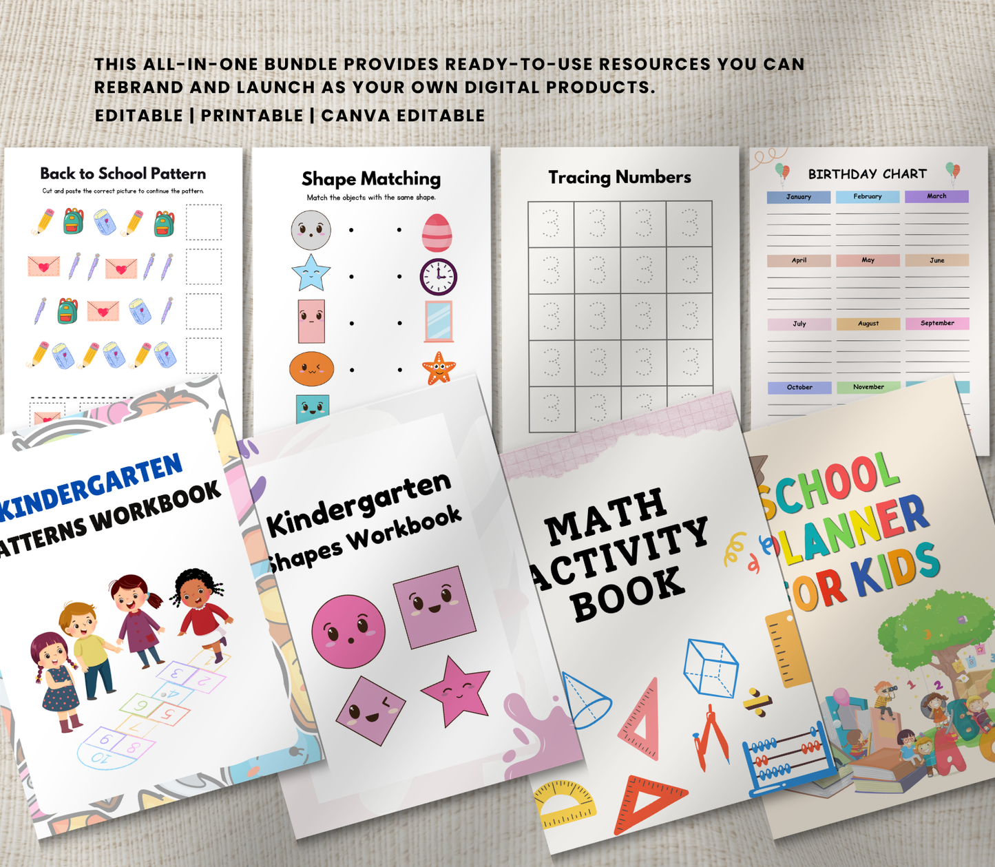 Kids Activity PLR Bundle | Editable Canva Printable Worksheets, Games & Learning Activities for Kids