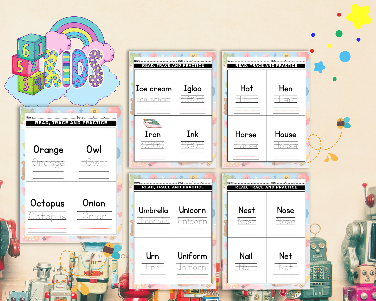 Word Tracing Worksheets for Pre-Kindergarten | Printable Handwriting Practice & Early Learning Activities