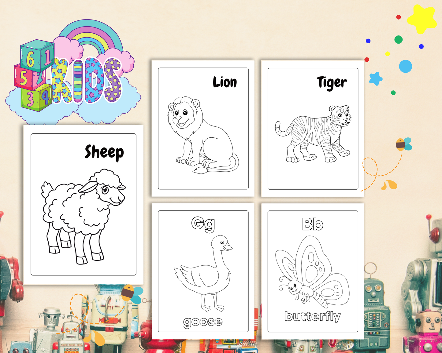 Animal Coloring Book for Kids | Printable Fun Animal Coloring Pages & Activity Worksheets