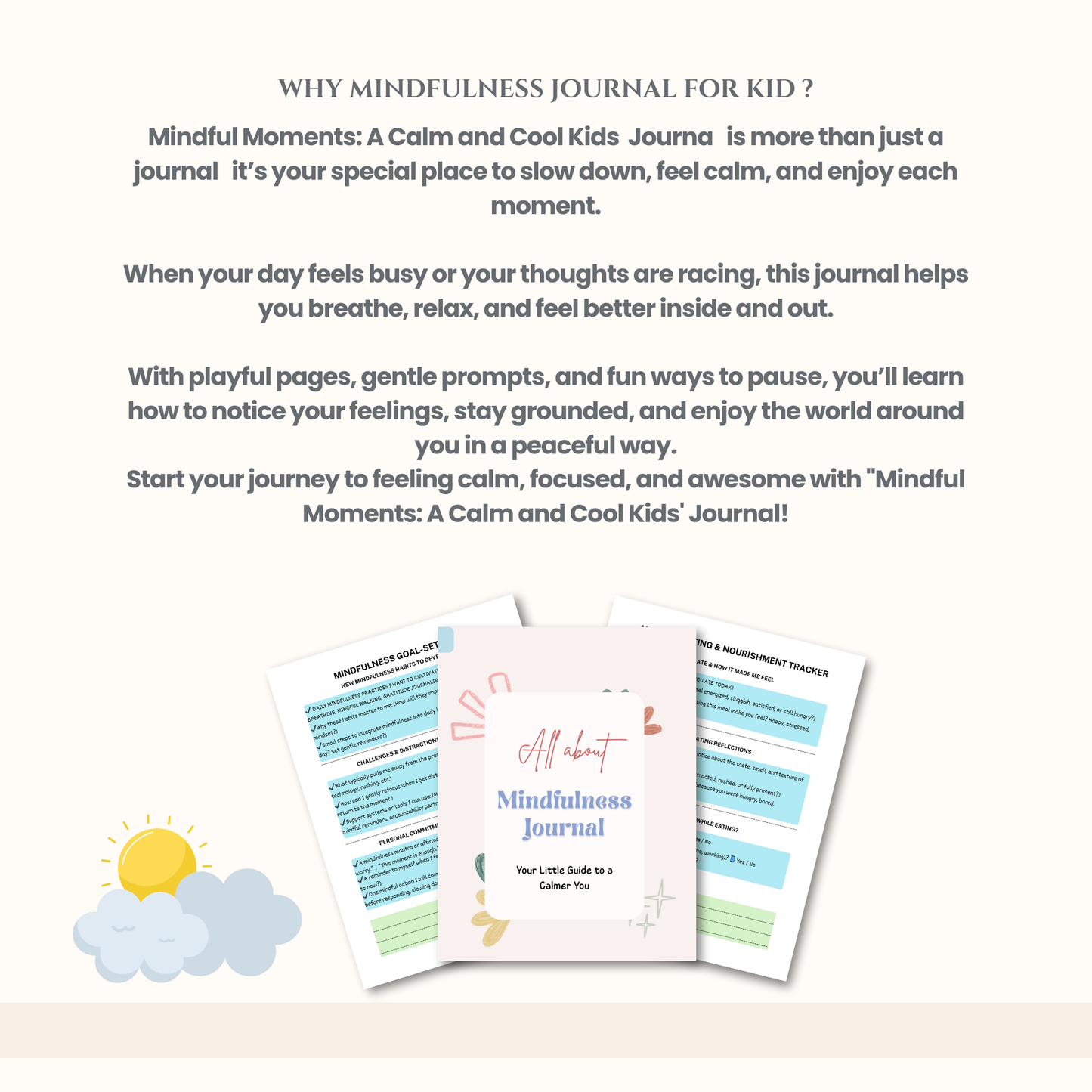 Mindfulness Journal PDF | Daily Reflection, Stress Relief Workbook, Guided Meditation &amp; Self-Care Planner for Mental Wellness