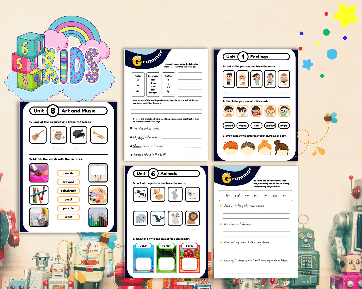 1st Grade English Workbook | Printable Reading, Writing & Grammar Activities for Kids