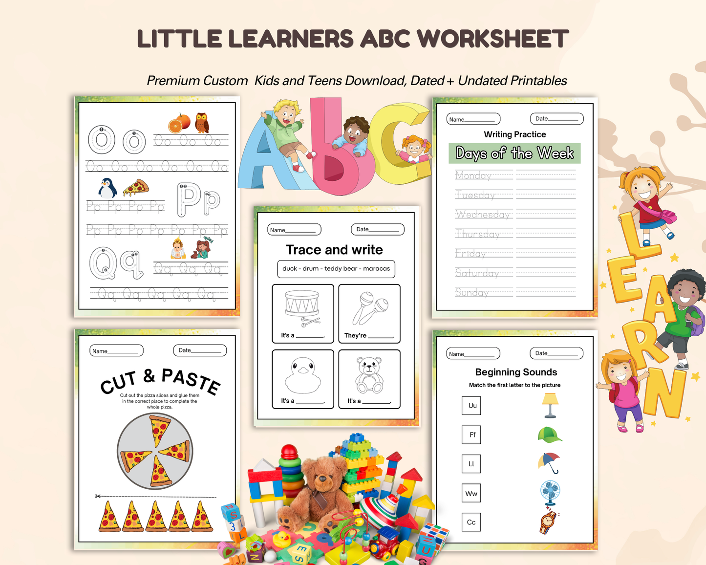 Little Learners ABC Worksheet | Printable Alphabet Tracing & Letter Recognition Activities for Kids