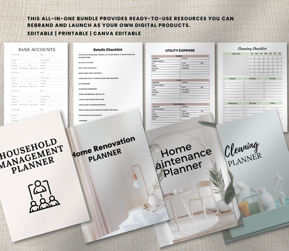 Home & Property PLR Bundle | Editable Canva Real Estate & Home Organization Templates