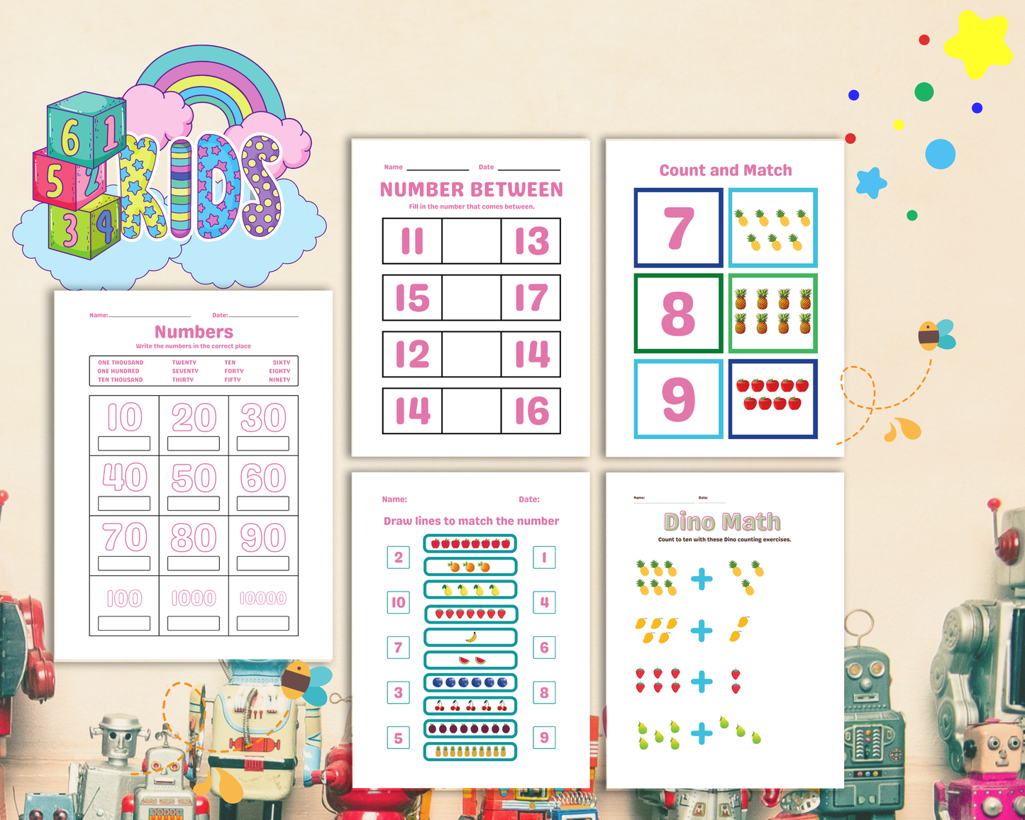 Math Workbook for Kids | Printable Math Worksheets for Addition, Subtraction & Early Learning Practice
