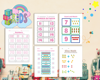 Math Workbook for Kids | Printable Math Worksheets for Addition, Subtraction & Early Learning Practice