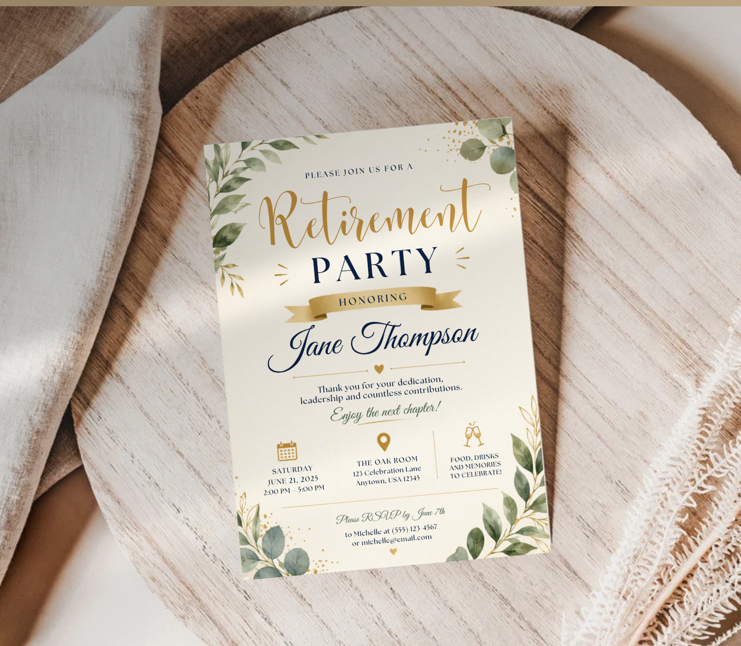 Retirement Invitation Template | Editable Canva Retirement Party Invite Design Printable & Digital