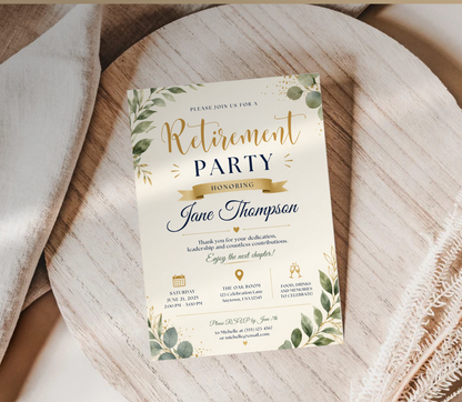 Retirement Invitation Template | Editable Canva Retirement Party Invite Design Printable & Digital