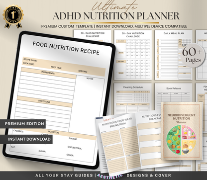 ADHD Nutrition Planner | Printable Meal & Healthy Habit Tracker